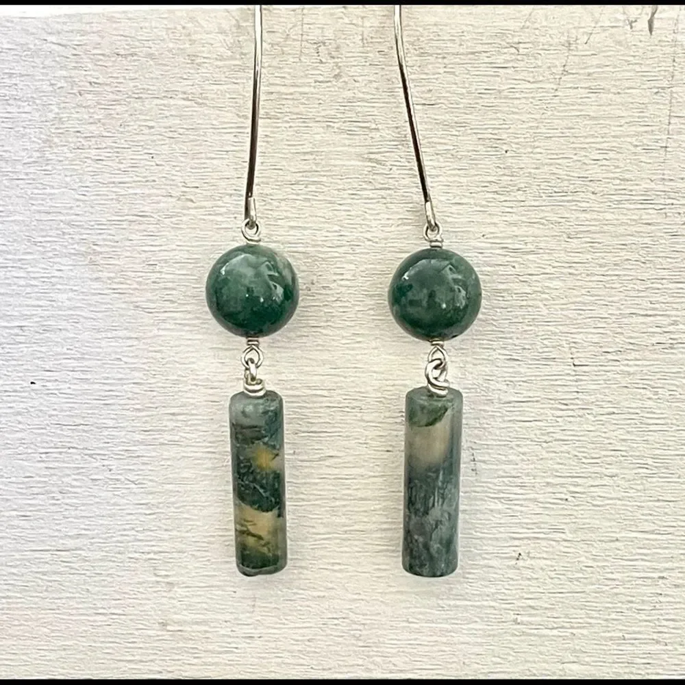 Green moss agate earrings